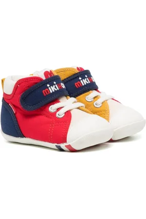 Miki House Logo-embroidered touch-strap sneakers
