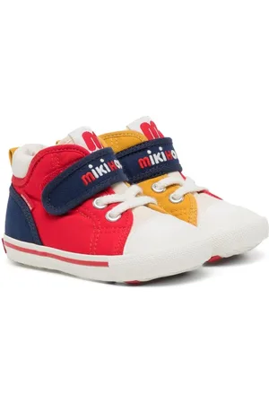 Miki House Embroidered-logo colour-block sneakers