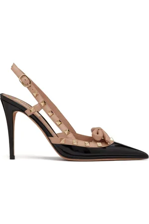 VALENTINO GARAVANI Rockstud Bow 100mm patent slingback pumps