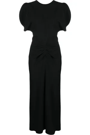 Victoria Beckham Ruched-waist crepe midi dress