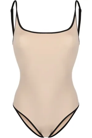 Totême Striped-edge spaghetti-strap swimsuit