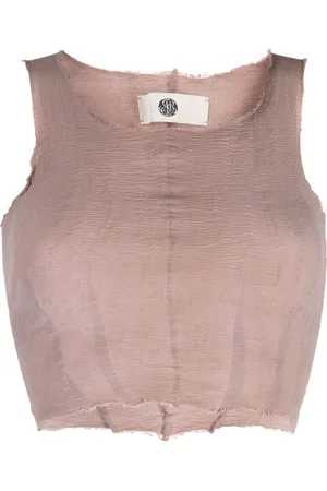 MARC LE BIHAN Raw-cut crew-neck crop top