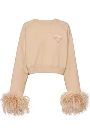 Prada Feather-trim cotton sweatshirt