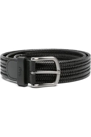 HUGO BOSS Logo-deed woven-leather belt