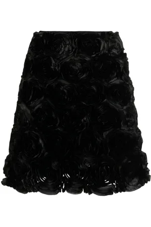 MERYLL ROGGE Floral-appliqué silk skirt
