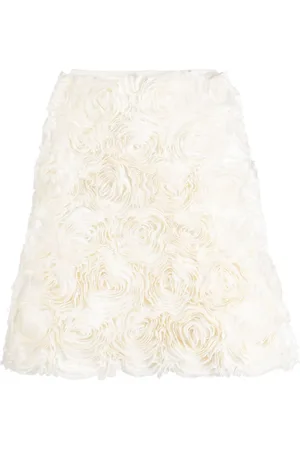 MERYLL ROGGE Floral-appliqué silk skirt