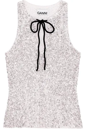 Ganni Sequined sleeveless top