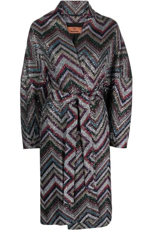 Missoni Zigzag sequin-embellished belted coat