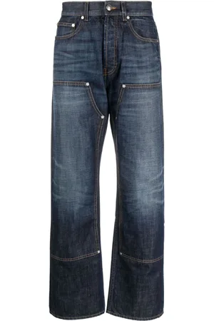 Palm Angels Monogram-embroidered wide-leg jeans