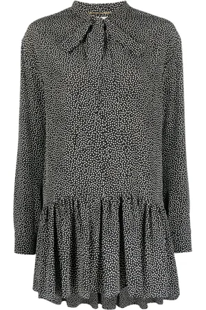 Saint Laurent 2000s polka dots pussy bow silk dress