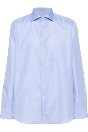 CANALI Cutaway-collar cotton shirt
