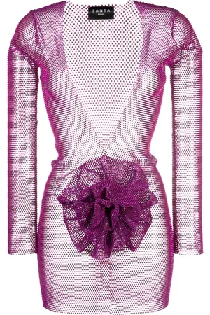 SANTA BRANDS Faux flower-detail rhinestone-embellished minidress