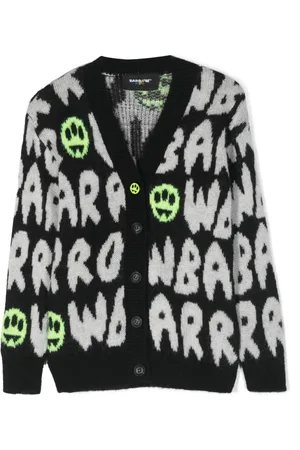 BARROW Logo-jacquard brushed cardigan