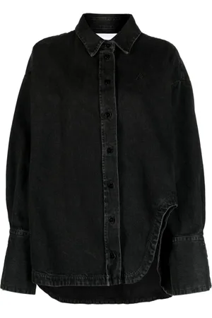 The Attico Diana logo-embroidered denim shirt