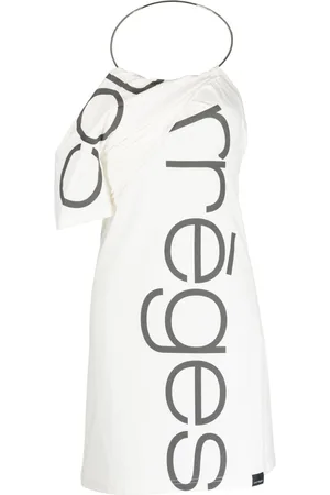 Courrèges Logo-print one-shoulder dress