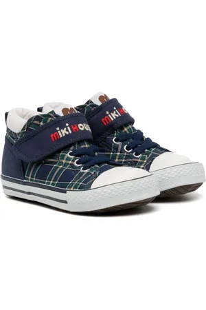 Miki House Check-print touch-strap sneakers