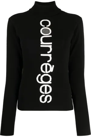 Courrèges Mock-neck intarsia-knit jumper