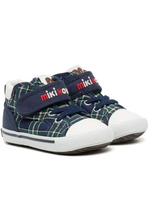 Miki House Check-print touch-strap sneakers