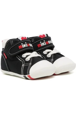Miki House Logo-embroidered touch-strap sneakers