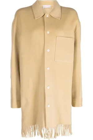 SYSTEM Fringed-hem single-breasted coat