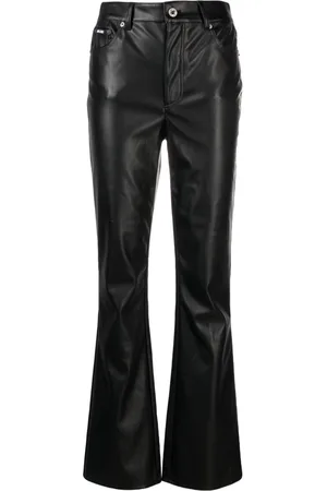 DKNY Flared-leg faux-leather trousers