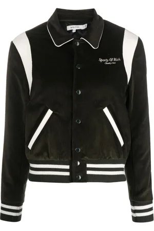 Sporty & Rich Logo-embroidered cotton bomber jacket
