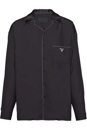 Prada Contrast-trim silk pajama shirt