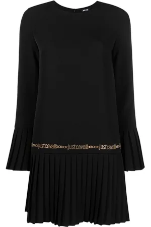 Roberto Cavalli Logo-studded pleat-detail minidress