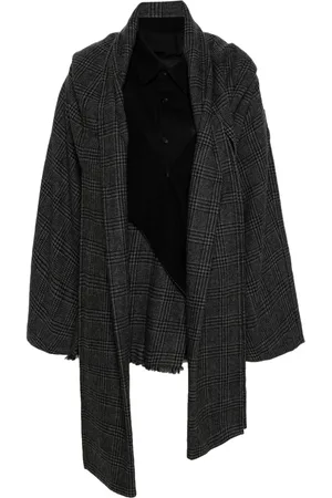 YOHJI YAMAMOTO Combination plaid check-pattern coat