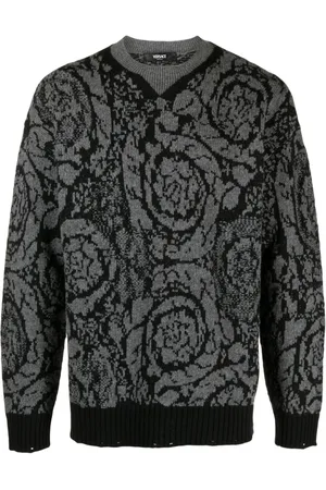 VERSACE Barocco-intarsia wool jumper