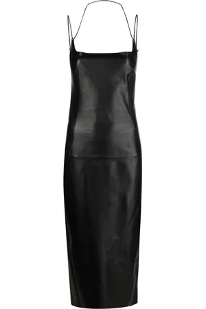 The Attico Halterneck leather midi dress