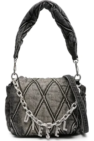 Diesel Small logo-charm quilted denim bag