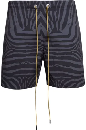 Rhude Zebra-print drawstring-waist swim shorts