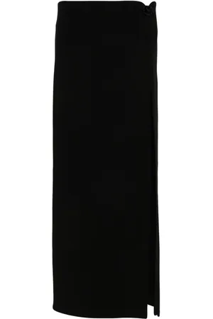 MAGDA BUTRYM Floral-appliqué wool-blend skirt