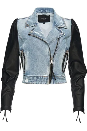 Retrofete Lo panelled denim biker jacket
