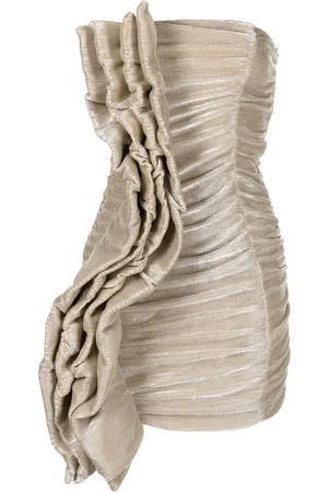 ROTATE Ruched plissé minidress