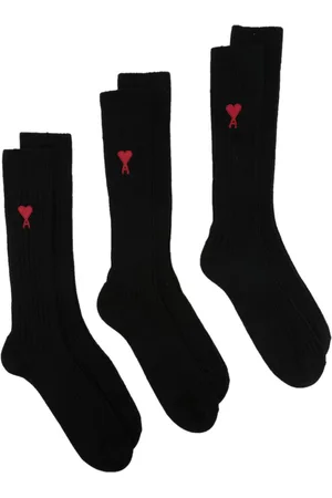 Ami Intarsia-knit logo socks (pack of three)