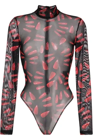 DAVID KOMA Graphic-print sheer bodysuit