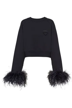 Prada Feather-trim cotton sweatshirt