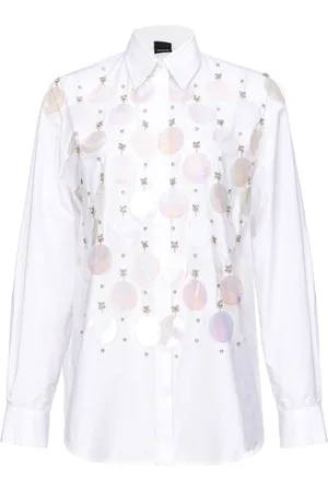 Pinko Rhinestone-embellished cotton shirt