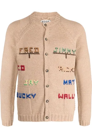 BODE Patterned-intarsia crew-neck cardigan