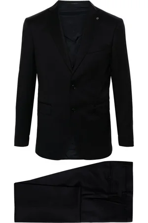 TAGLIATORE Logo-appliqué virgin wool single-breasted suit