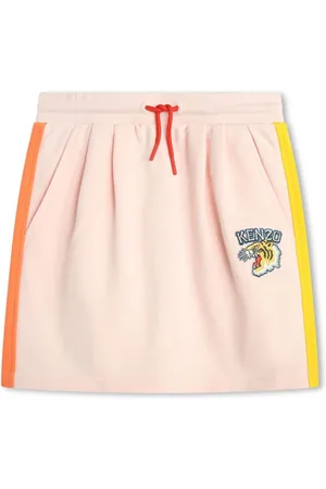 Kenzo Varsity Tiger-appliqué drawstring cotton skirt