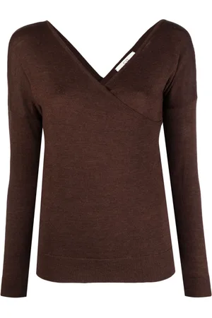 CO Crossover-neck fine-knit jumper