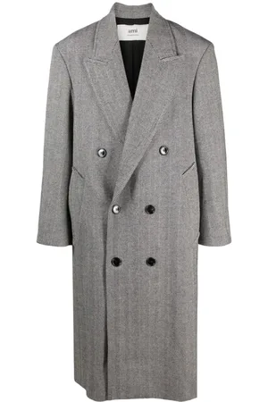 Ami Herringbone-pattern double-breasted coat