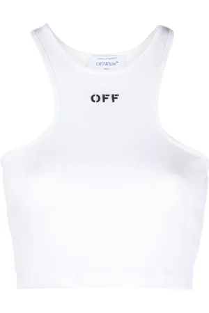 OFF-WHITE Off-Stamp ribbed crop top