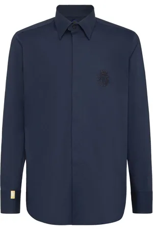 BILLIONAIRE Logo-embroidered stretch-cotton shirt