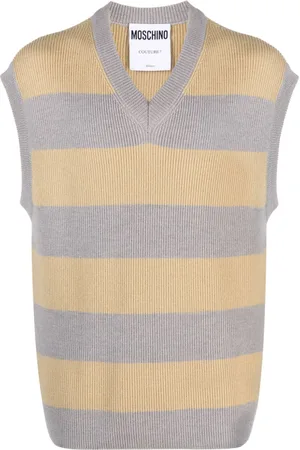 Moschino Logo-patch striped virgin-wool vest