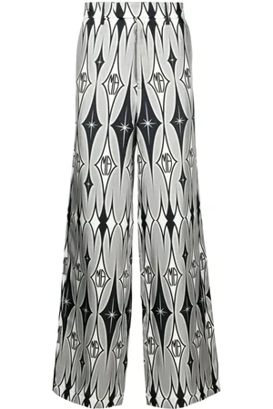 AMIRI Graphic-print wide-leg silk trousers