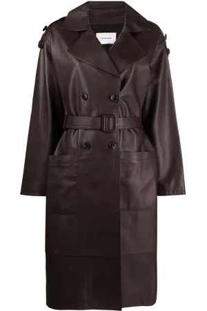 YVES SALOMON Double-breasted leather trench coat